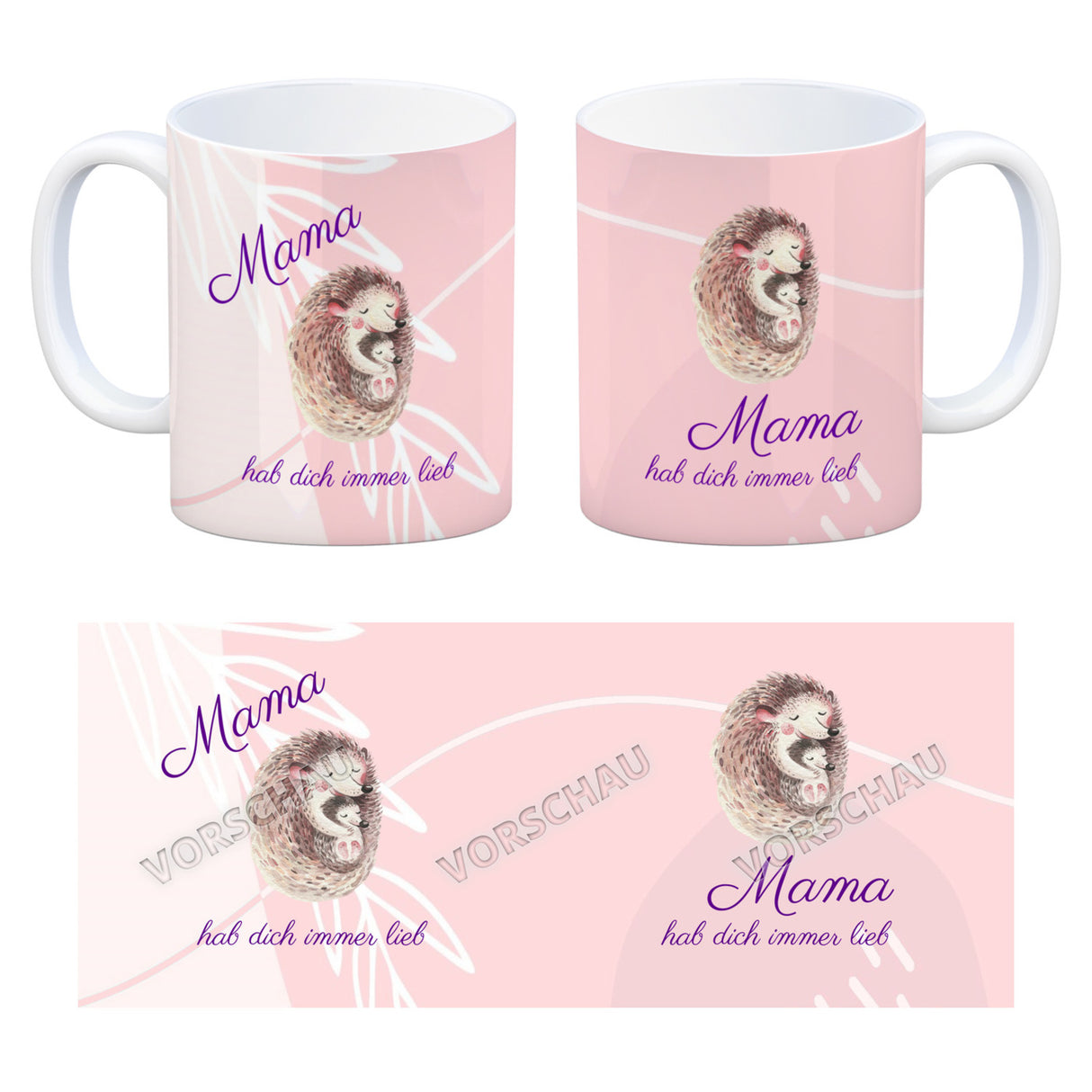 Mama hab dich immer lieb Kaffeebecher mit niedlichem Nilpferd in rosa