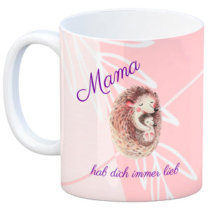 Mama hab dich immer lieb Kaffeebecher mit niedlichem Nilpferd in rosa