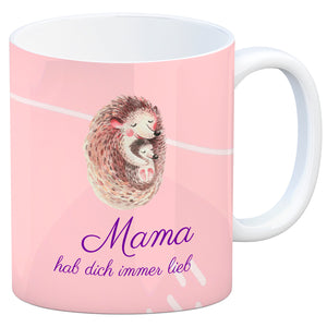 Mama hab dich immer lieb Kaffeebecher mit niedlichem Nilpferd in rosa