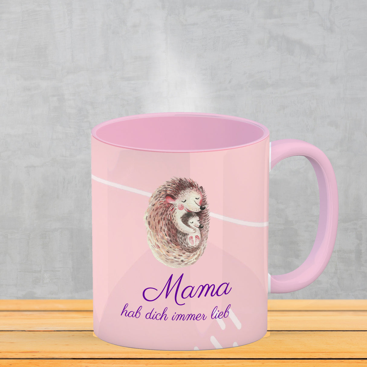 Mama hab dich immer lieb Kaffeebecher mit niedlichem Nilpferd in rosa