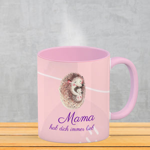 Mama hab dich immer lieb Kaffeebecher mit niedlichem Nilpferd in rosa