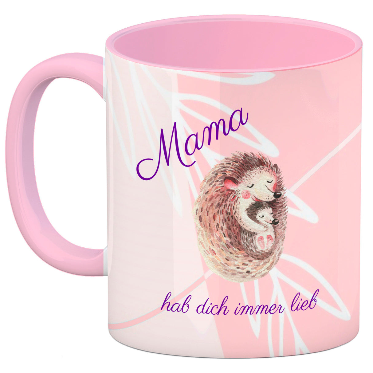 Mama hab dich immer lieb Kaffeebecher mit niedlichem Nilpferd in rosa