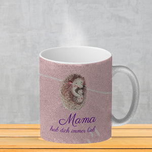 Mama hab dich immer lieb Kaffeebecher mit niedlichem Nilpferd in rosa