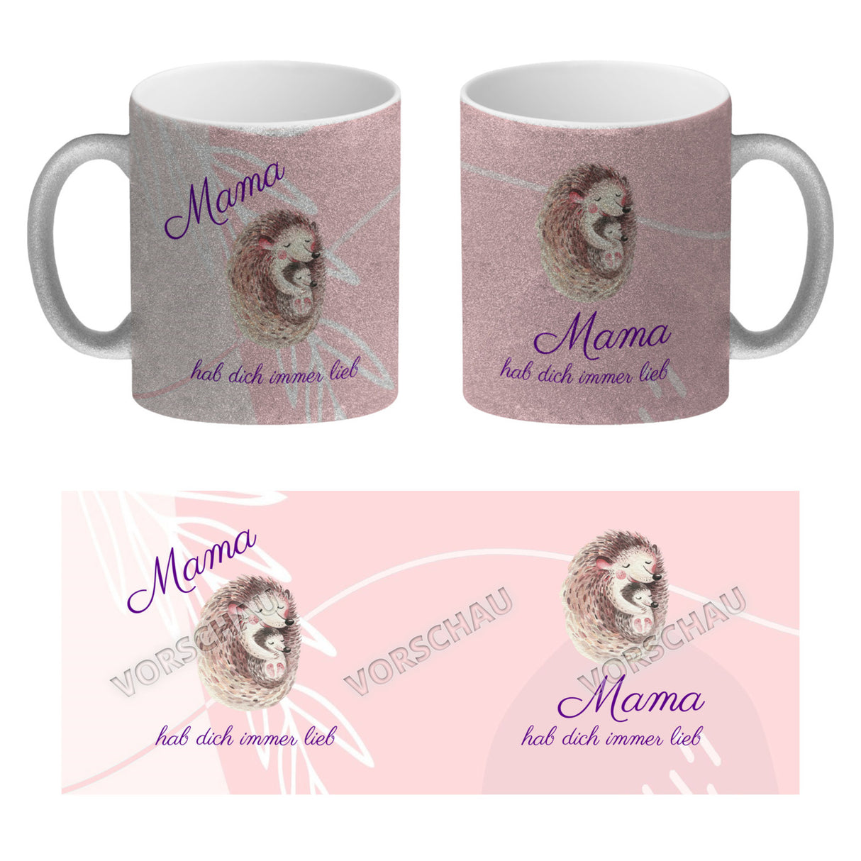 Mama hab dich immer lieb Kaffeebecher mit niedlichem Nilpferd in rosa