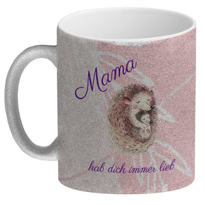 Mama hab dich immer lieb Kaffeebecher mit niedlichem Nilpferd in rosa