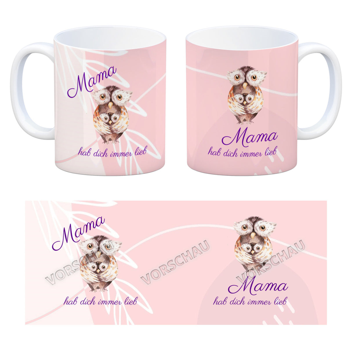 Mama hab dich immer lieb Kaffeebecher mit niedlichem Nilpferd in rosa