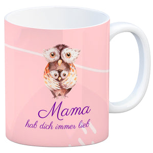 Mama hab dich immer lieb Kaffeebecher mit niedlichem Nilpferd in rosa