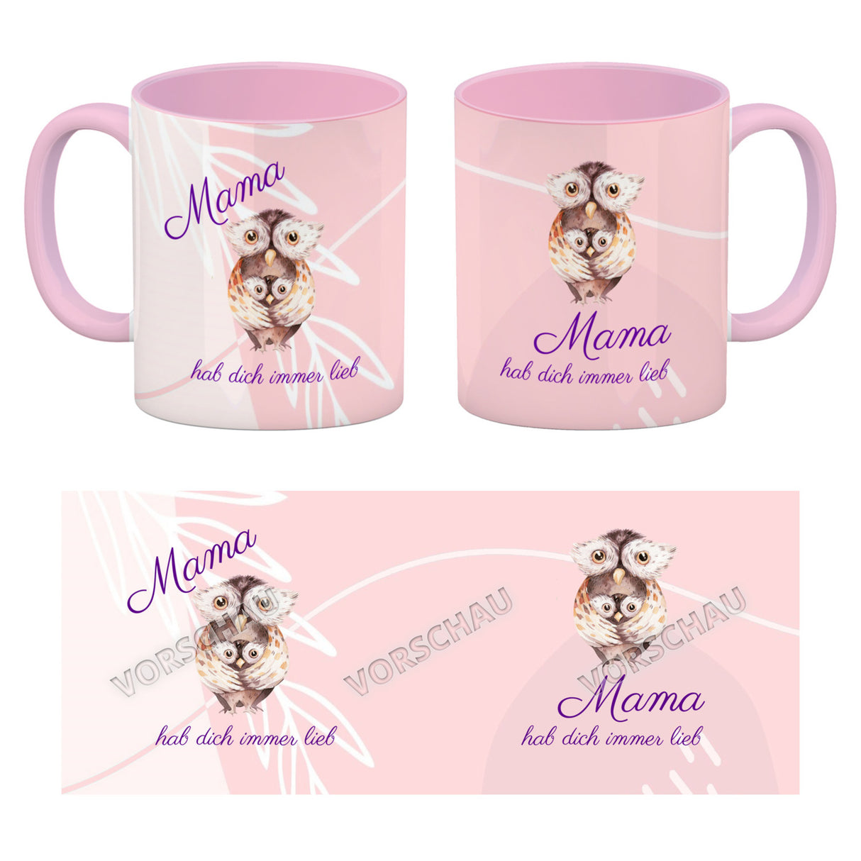 Mama hab dich immer lieb Kaffeebecher mit niedlichem Nilpferd in rosa