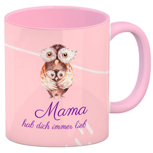 Mama hab dich immer lieb Kaffeebecher mit niedlichem Nilpferd in rosa
