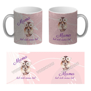 Mama hab dich immer lieb Kaffeebecher mit niedlichem Nilpferd in rosa