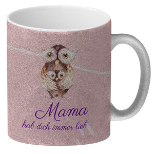 Mama hab dich immer lieb Kaffeebecher mit niedlichem Nilpferd in rosa