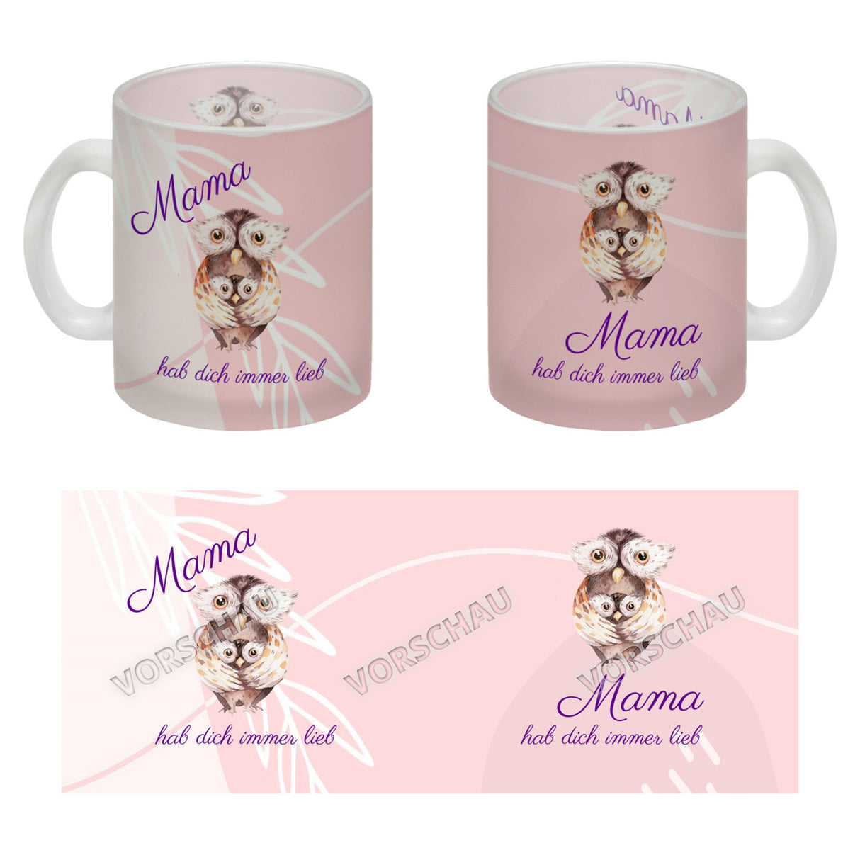 Mama hab dich immer lieb Kaffeebecher mit niedlichem Nilpferd in rosa