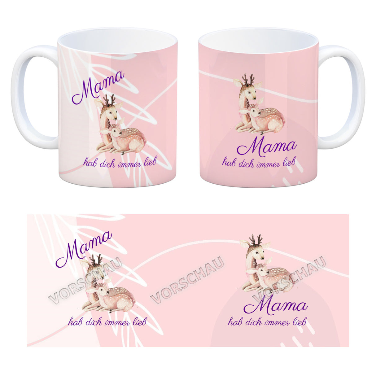 Mama hab dich immer lieb Kaffeebecher mit niedlichem Nilpferd in rosa