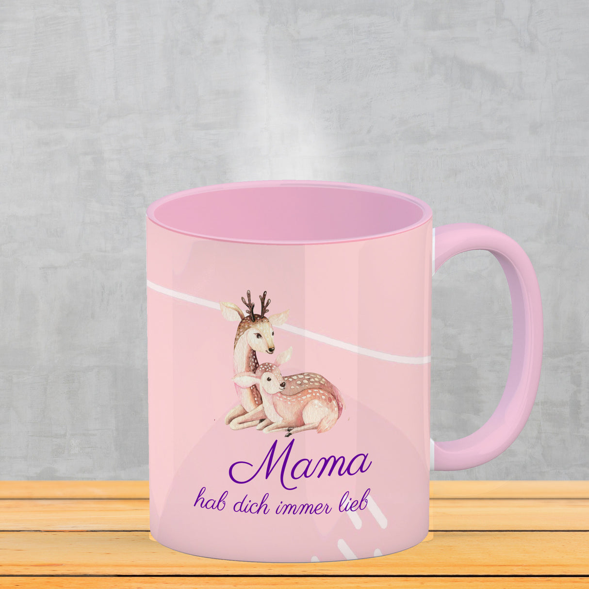 Mama hab dich immer lieb Kaffeebecher mit niedlichem Nilpferd in rosa