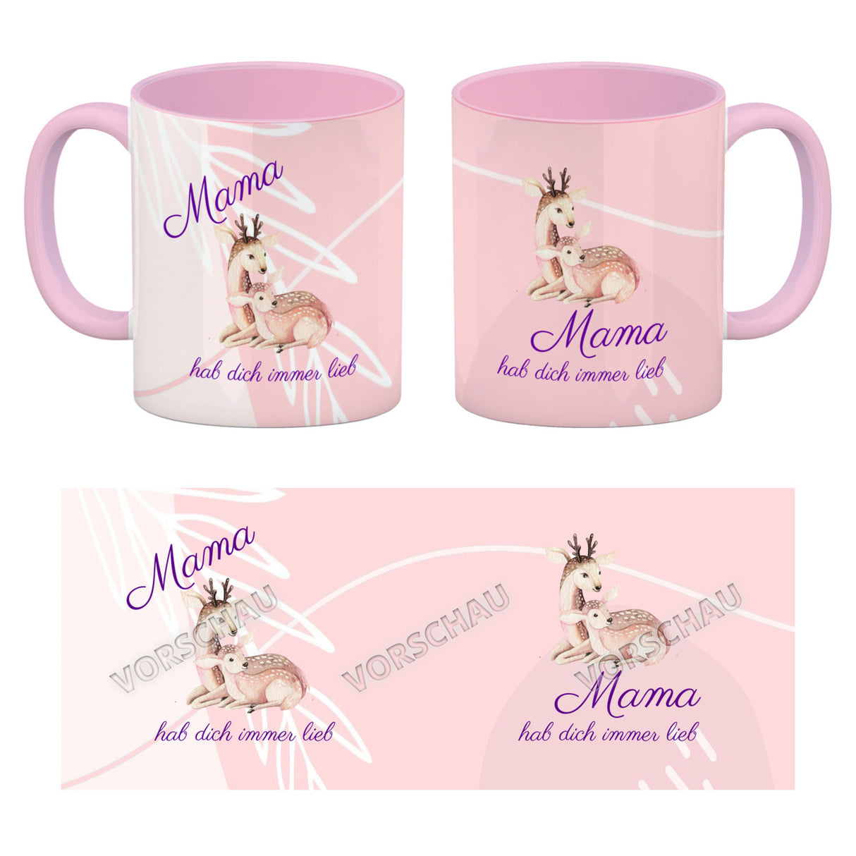 Mama hab dich immer lieb Kaffeebecher mit niedlichem Nilpferd in rosa