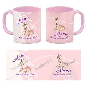 Mama hab dich immer lieb Kaffeebecher mit niedlichem Nilpferd in rosa