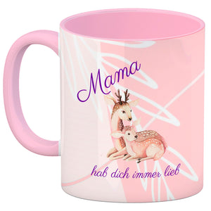 Mama hab dich immer lieb Kaffeebecher mit niedlichem Nilpferd in rosa