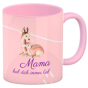 Mama hab dich immer lieb Kaffeebecher mit niedlichem Nilpferd in rosa