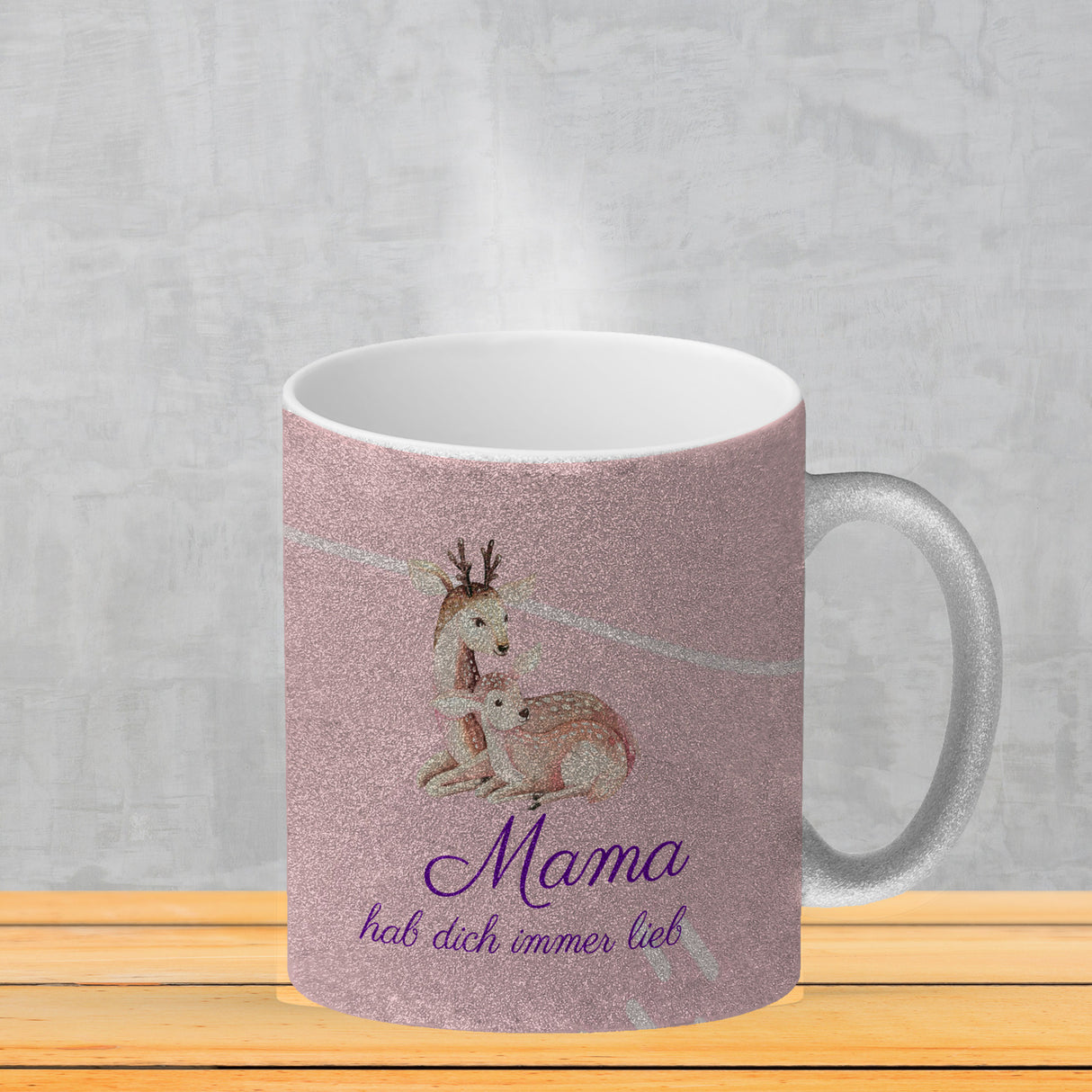 Mama hab dich immer lieb Kaffeebecher mit niedlichem Nilpferd in rosa