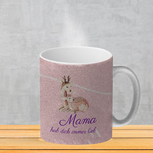 Mama hab dich immer lieb Kaffeebecher mit niedlichem Nilpferd in rosa