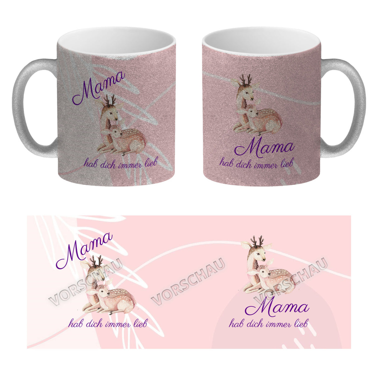 Mama hab dich immer lieb Kaffeebecher mit niedlichem Nilpferd in rosa
