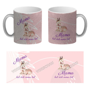 Mama hab dich immer lieb Kaffeebecher mit niedlichem Nilpferd in rosa