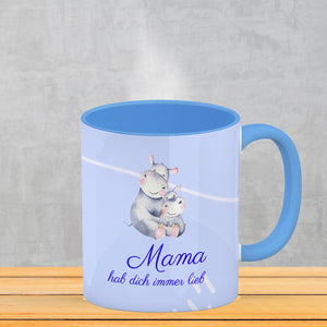 Mama hab dich immer lieb Kaffeebecher mit niedlichem Nilpferd in rosa