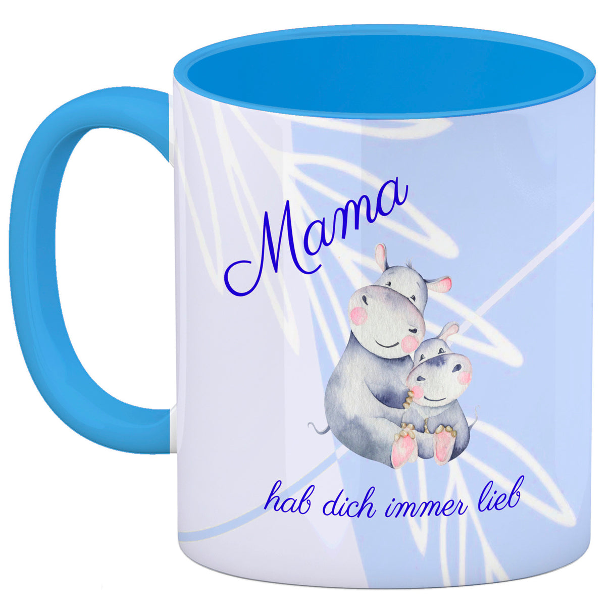 Mama hab dich immer lieb Kaffeebecher mit niedlichem Nilpferd in rosa