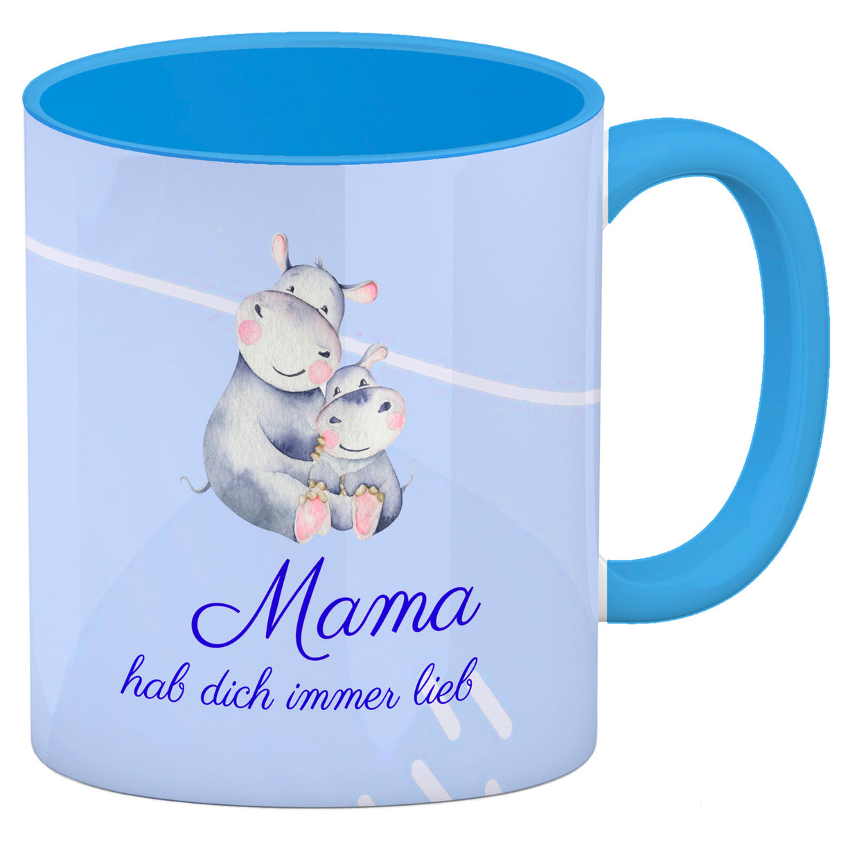 Mama hab dich immer lieb Kaffeebecher mit niedlichem Nilpferd in rosa