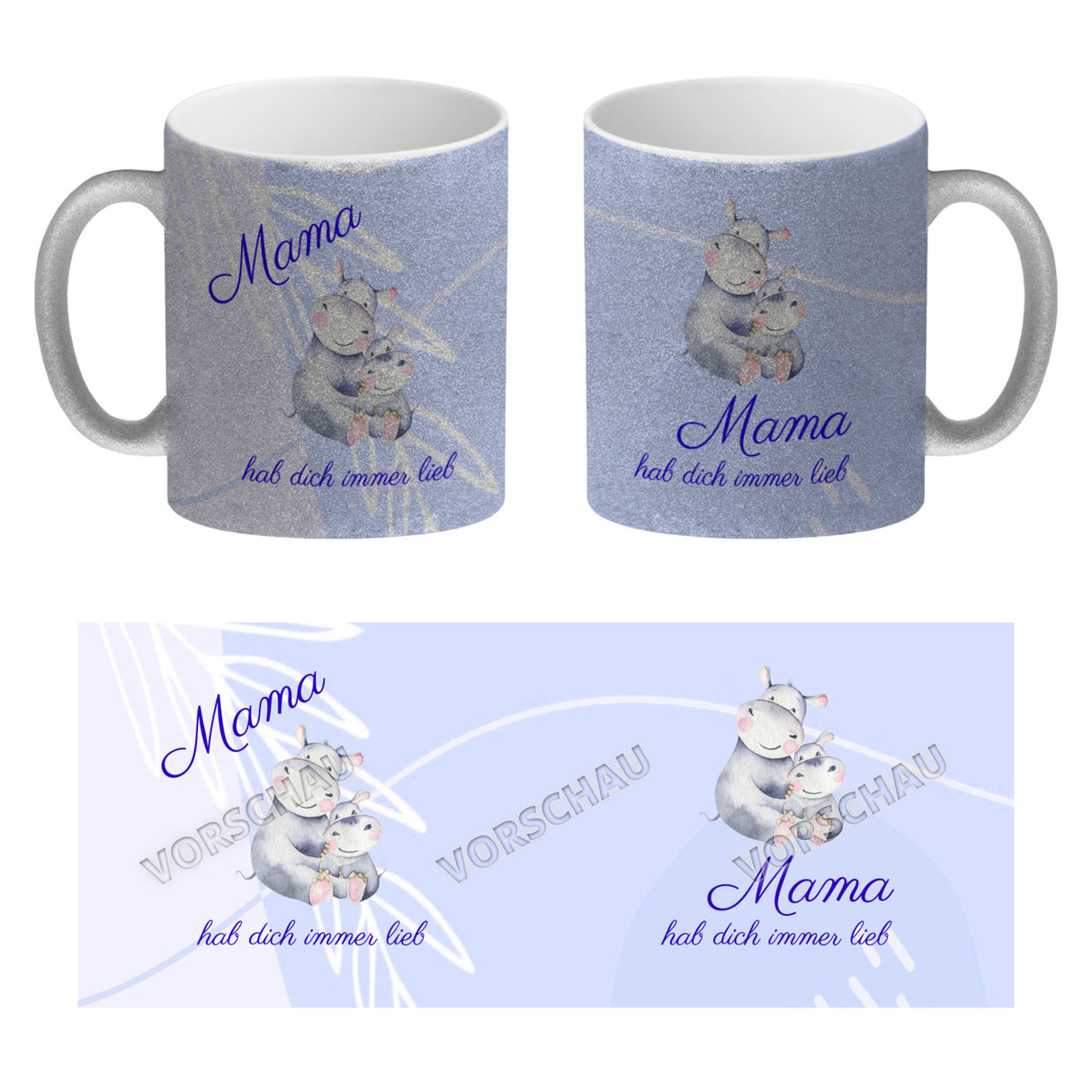 Mama hab dich immer lieb Kaffeebecher mit niedlichem Nilpferd in rosa