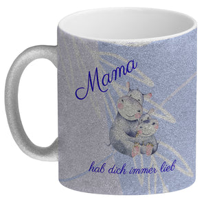 Mama hab dich immer lieb Kaffeebecher mit niedlichem Nilpferd in rosa
