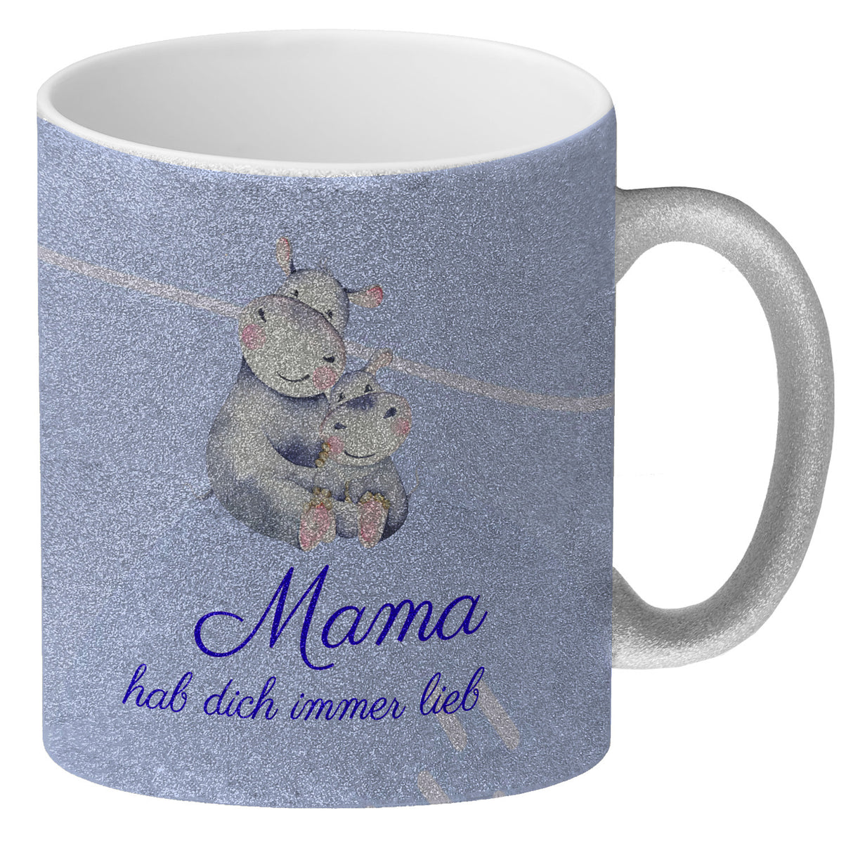 Mama hab dich immer lieb Kaffeebecher mit niedlichem Nilpferd in rosa