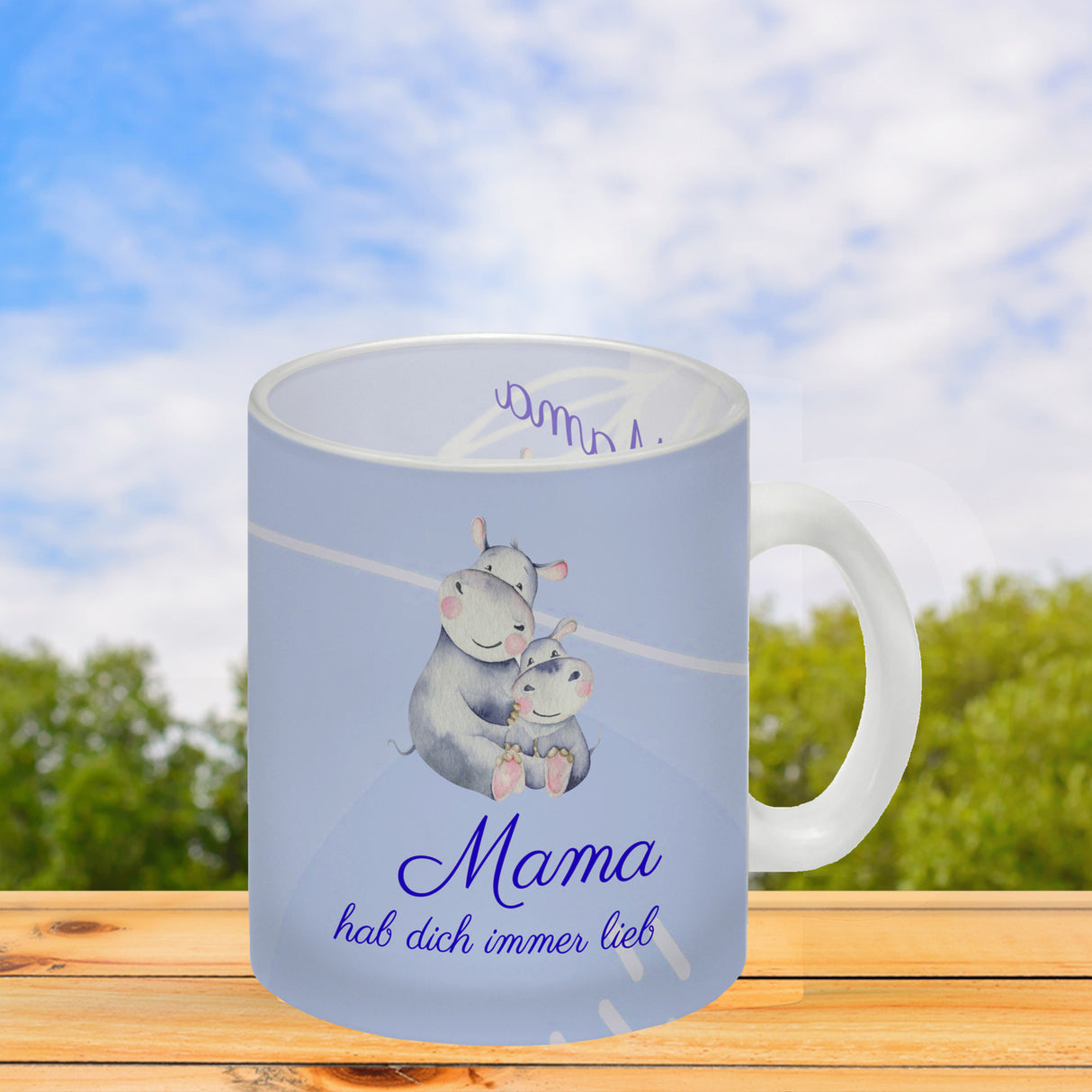 Mama hab dich immer lieb Kaffeebecher mit niedlichem Nilpferd in rosa