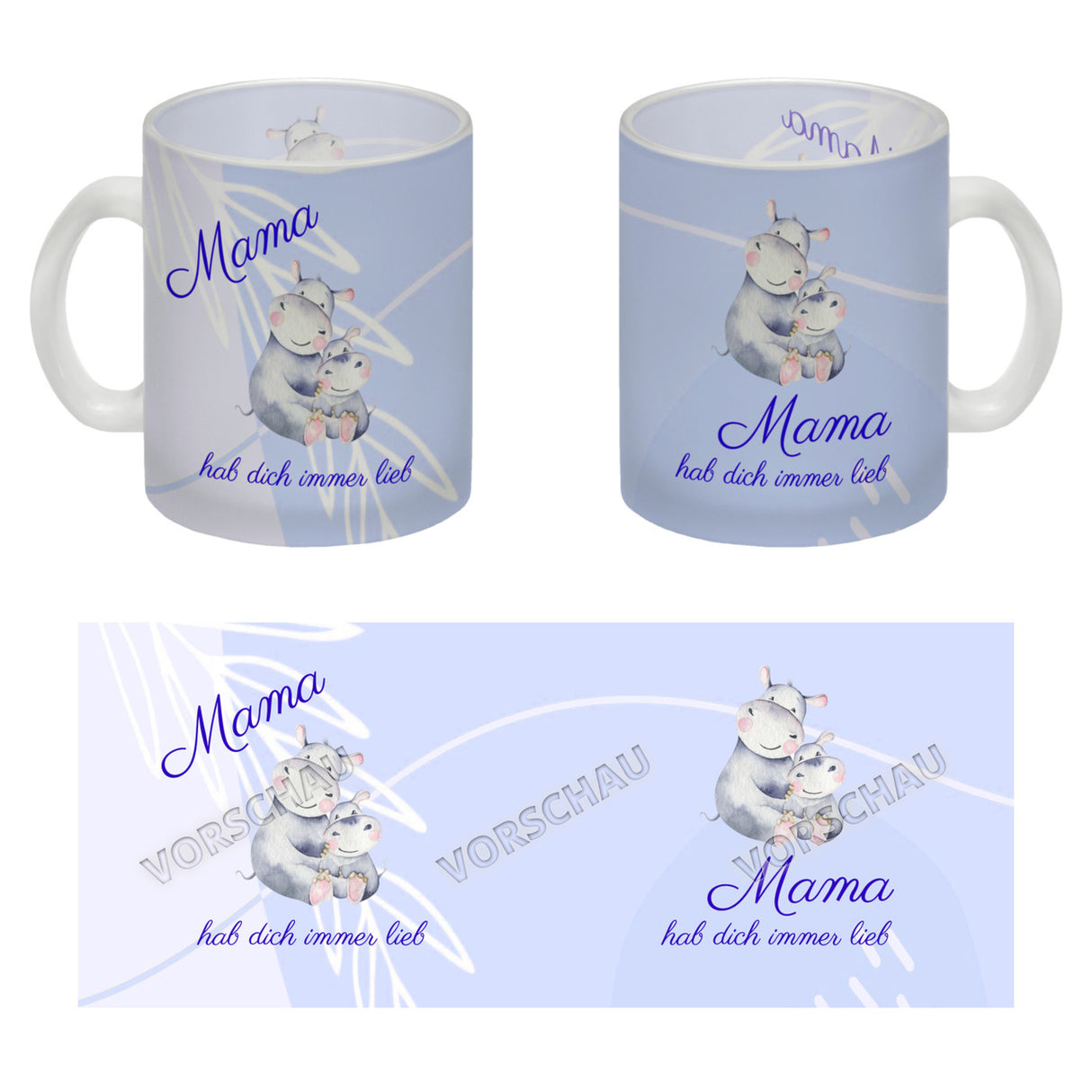 Mama hab dich immer lieb Kaffeebecher mit niedlichem Nilpferd in rosa