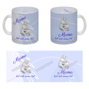 Mama hab dich immer lieb Kaffeebecher mit niedlichem Nilpferd in rosa
