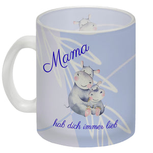 Mama hab dich immer lieb Kaffeebecher mit niedlichem Nilpferd in rosa