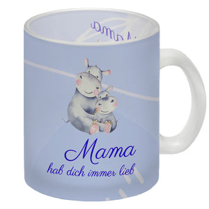Mama hab dich immer lieb Kaffeebecher mit niedlichem Nilpferd in rosa