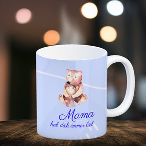 Mama hab dich immer lieb Kaffeebecher mit niedlichem Nilpferd in rosa