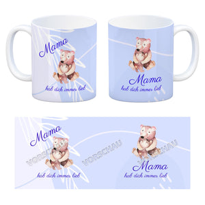Mama hab dich immer lieb Kaffeebecher mit niedlichem Nilpferd in rosa