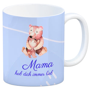 Mama hab dich immer lieb Kaffeebecher mit niedlichem Nilpferd in rosa