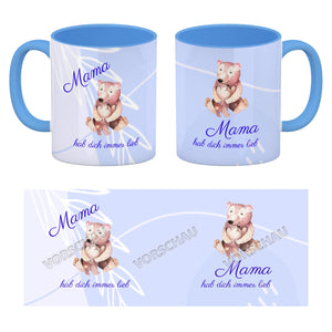 Mama hab dich immer lieb Kaffeebecher mit niedlichem Nilpferd in rosa