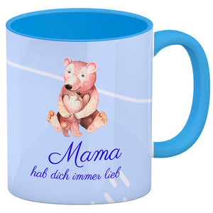 Mama hab dich immer lieb Kaffeebecher mit niedlichem Nilpferd in rosa