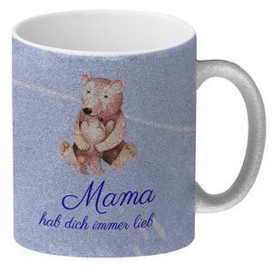 Mama hab dich immer lieb Kaffeebecher mit niedlichem Nilpferd in rosa