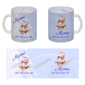 Mama hab dich immer lieb Kaffeebecher mit niedlichem Nilpferd in rosa