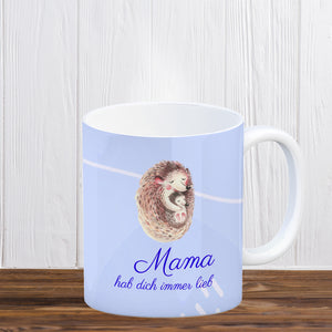 Mama hab dich immer lieb Kaffeebecher mit niedlichem Nilpferd in rosa