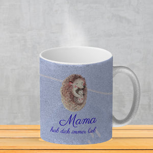 Mama hab dich immer lieb Kaffeebecher mit niedlichem Nilpferd in rosa