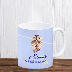 Mama hab dich immer lieb Kaffeebecher mit niedlichem Nilpferd in rosa