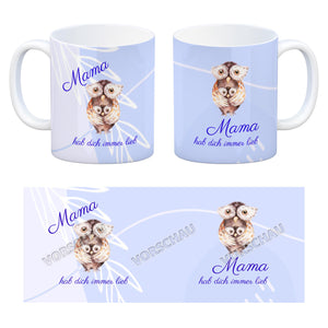 Mama hab dich immer lieb Kaffeebecher mit niedlichem Nilpferd in rosa