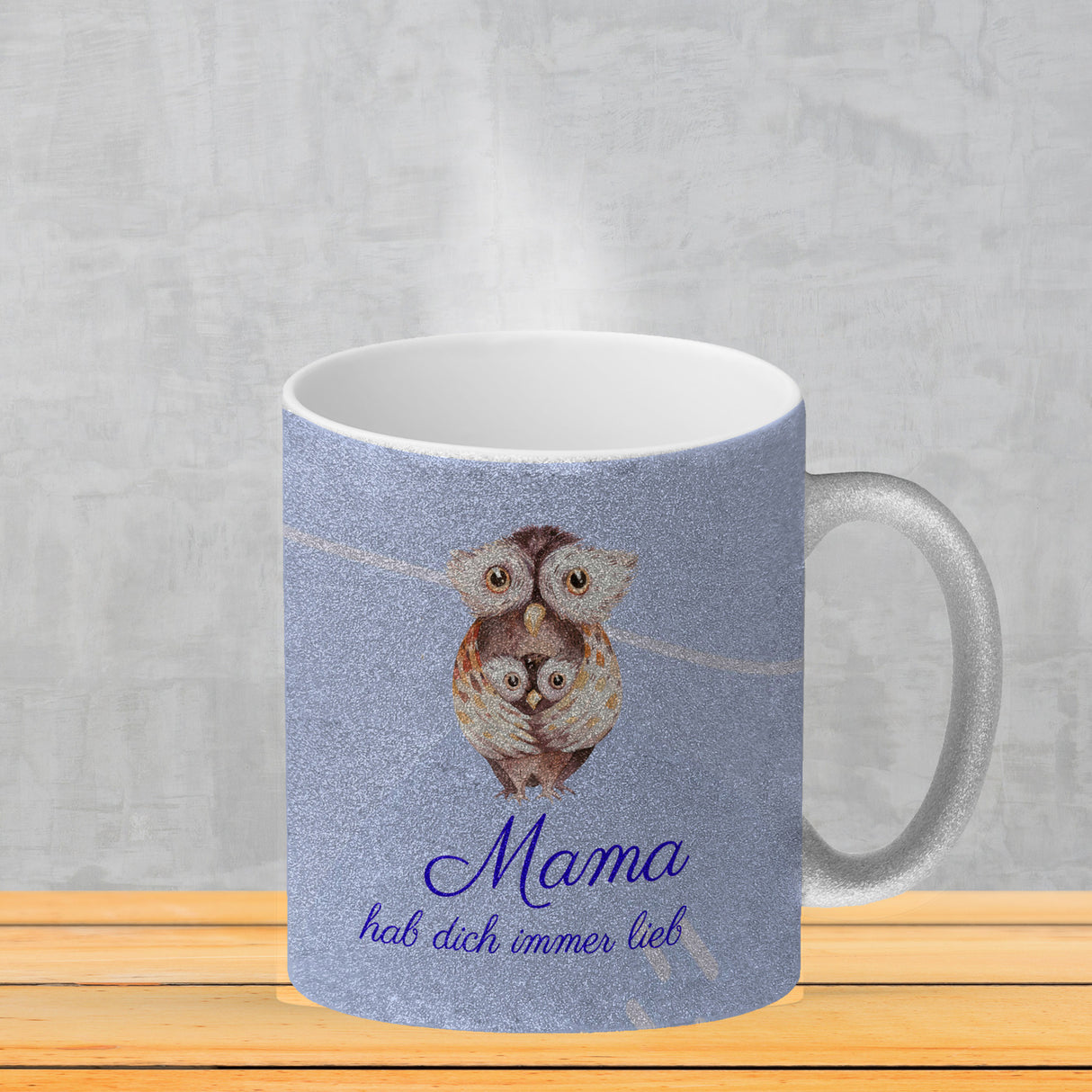 Mama hab dich immer lieb Kaffeebecher mit niedlichem Nilpferd in rosa