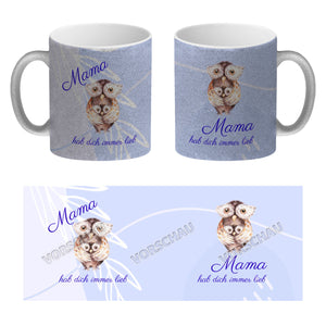 Mama hab dich immer lieb Kaffeebecher mit niedlichem Nilpferd in rosa
